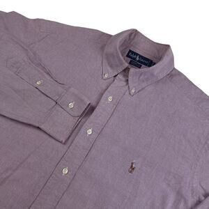 Ralph Lauren Yarmouth Long Sleeve Purple Cotton Pinpoint Oxford Shirt 16.5x34, L